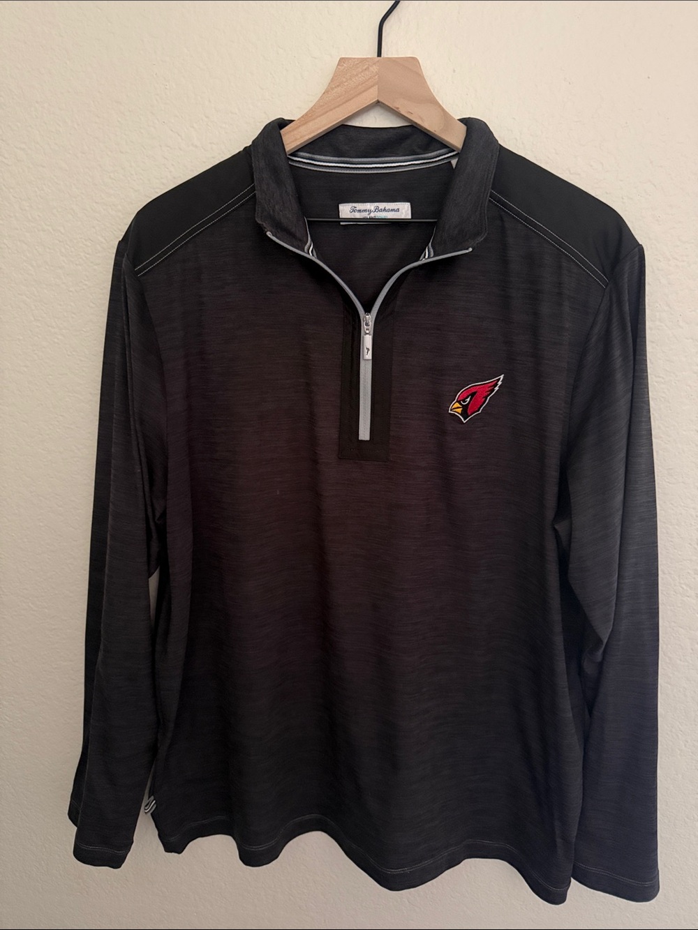 Tommy Bahama Black Long-Sleeve Quarter-Zip with Cardinal Logo